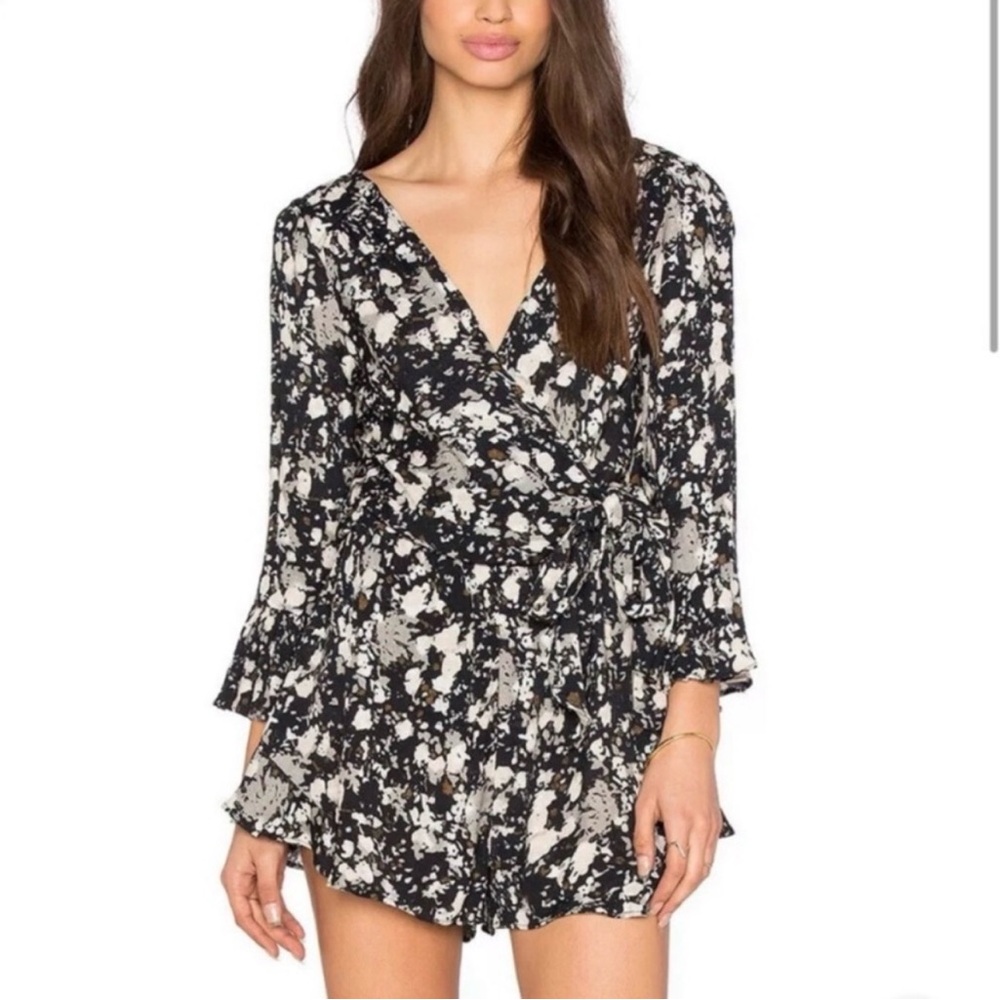 Free People Black and Cream Patterned Fabric